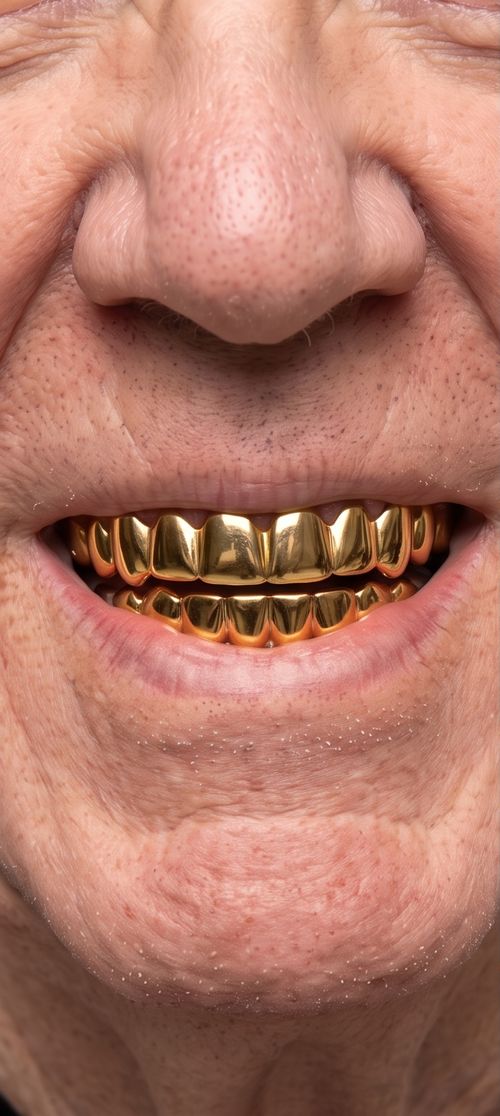 Gold grill close-up
